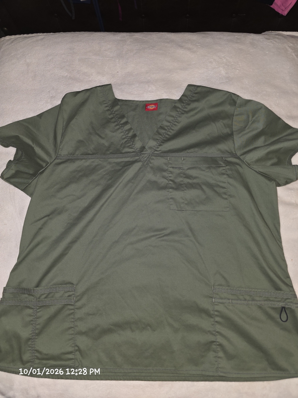 Dickies Women's Olive Green V-Neck Scrub Top & Pants